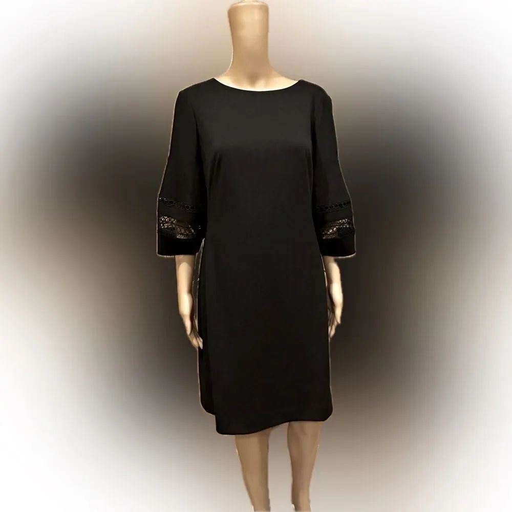 Lauren Ralph Lauren Black SZ 8 boat neck islet accent on sleeve